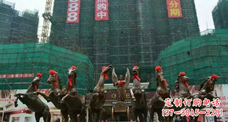 辽阳阿波罗八匹马踏浪而来景观马群铜雕