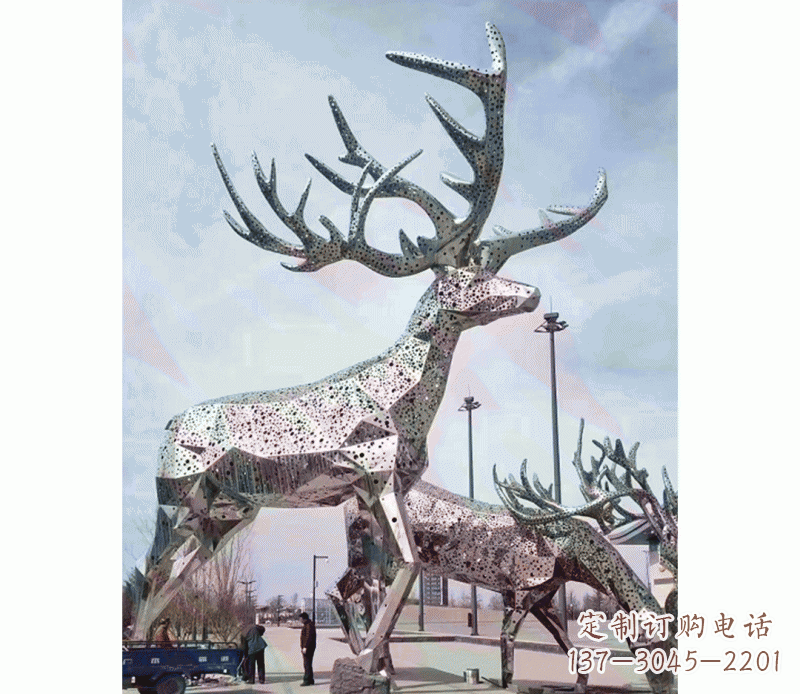 辽阳精致不锈钢梅花鹿摆件