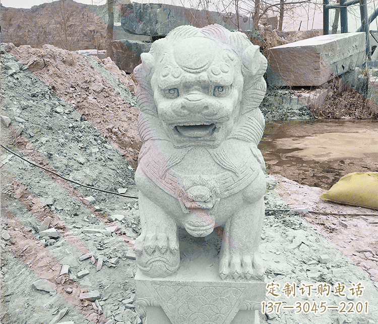 辽阳公园踩绣球狮子动物石雕