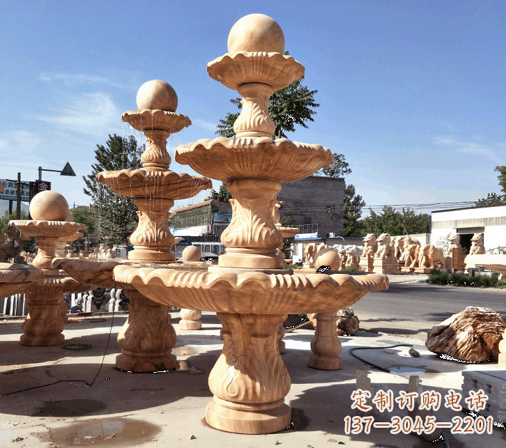 辽阳石雕人物喷泉