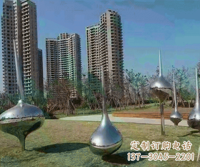 辽阳小区不锈钢抽象陀螺雕塑