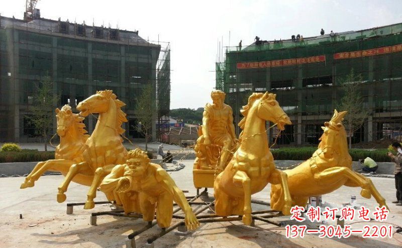 辽阳阿波罗战车玻璃钢仿铜景观雕塑
