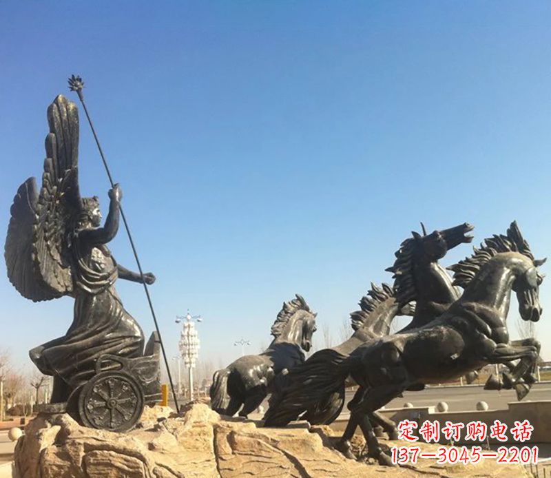 辽阳阿波罗战车小区景观铜雕 (3)