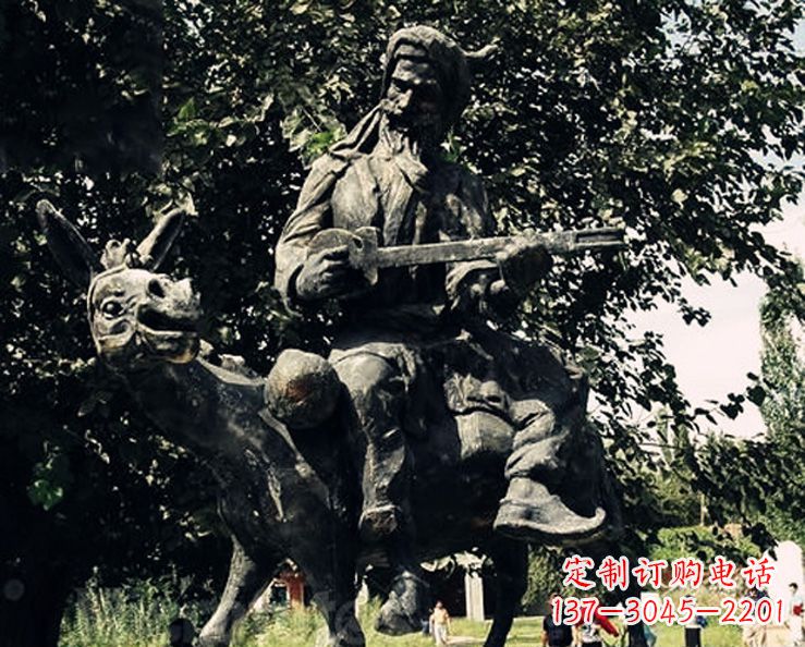 辽阳阿凡提和小毛驴公园景观铜雕