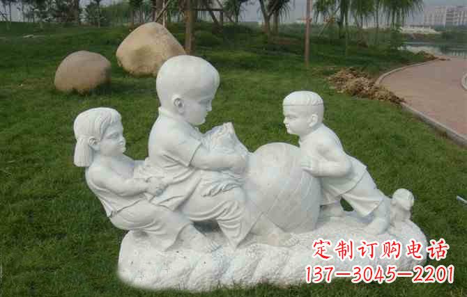 辽阳拔萝卜的儿童石雕