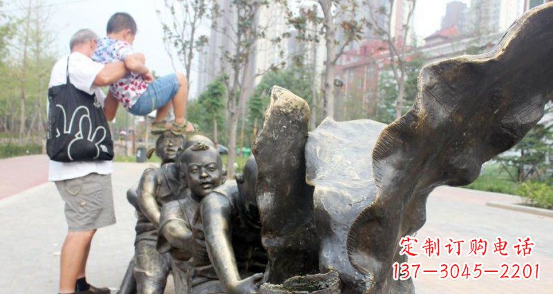 辽阳拔萝卜的儿童小区景观铜雕