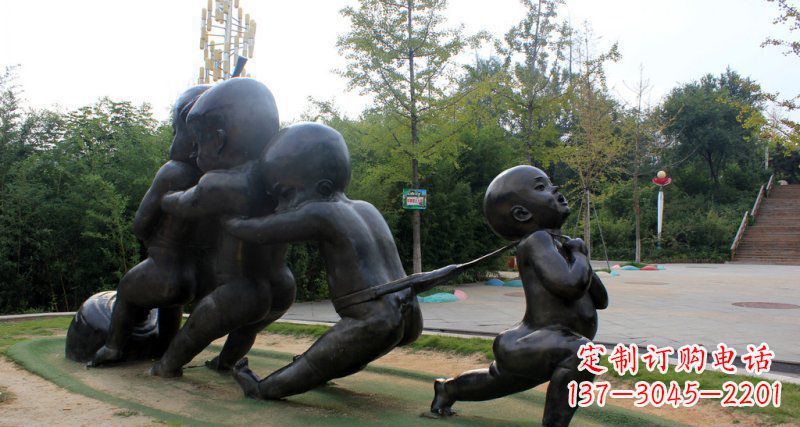 辽阳拔萝卜的小孩街边景观铜雕