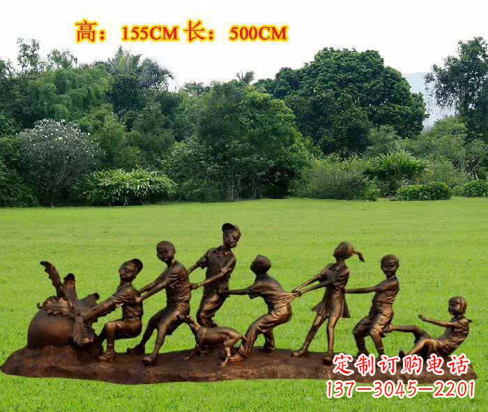 辽阳拔萝卜人物铜雕1