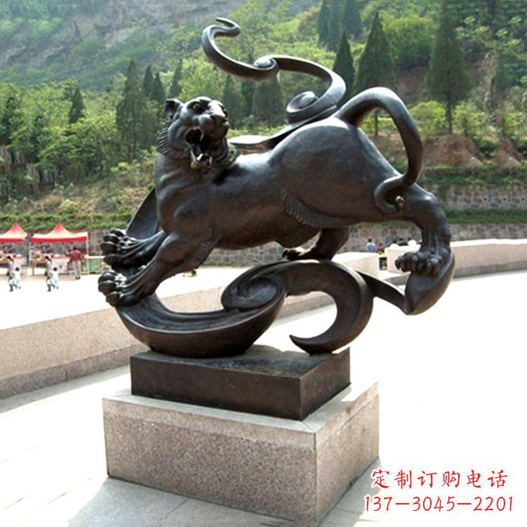 辽阳白虎神兽铜雕-纯铜铸造广场文化动物雕塑摆件