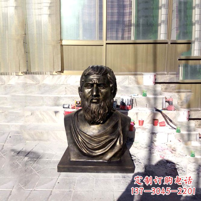 辽阳柏拉图仿铜头像-玻璃钢仿铜世界名人雕塑
