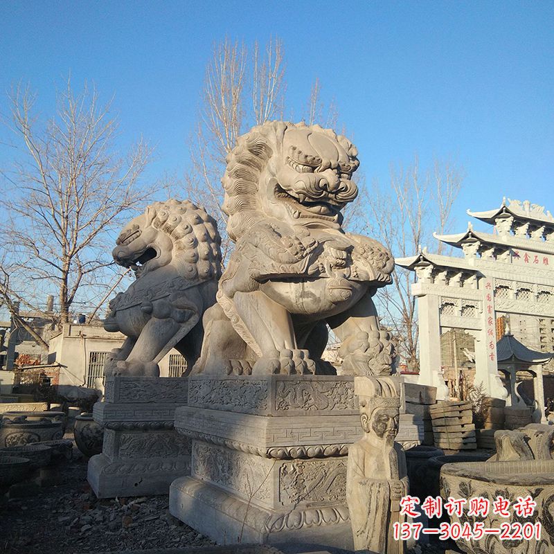 辽阳北京石雕狮子-企业楼宇大门动物雕塑摆件