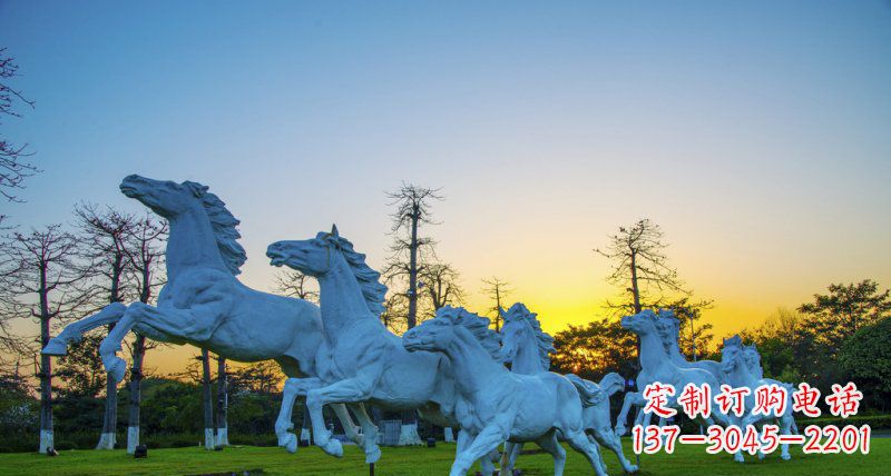 辽阳奔跑的马群城市公园景观铜雕
