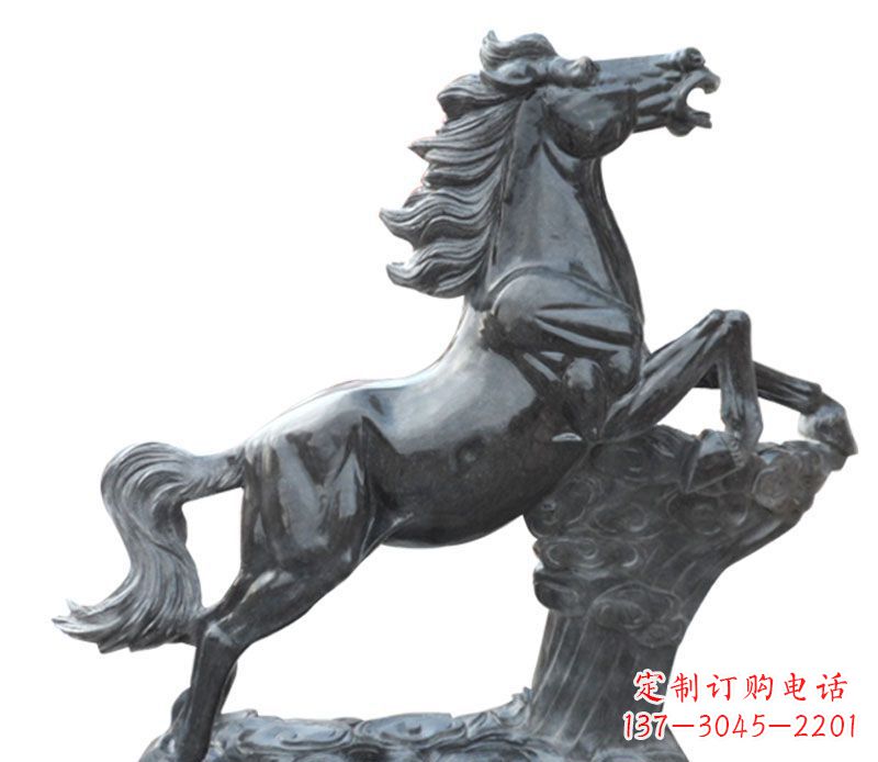 辽阳奔跑黑马石雕公园动物摆件