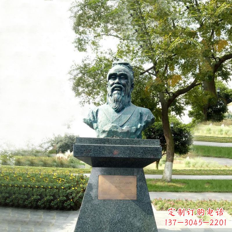 辽阳扁鹊石雕头像-公园中国古代十大名医历史著名医学人物雕塑