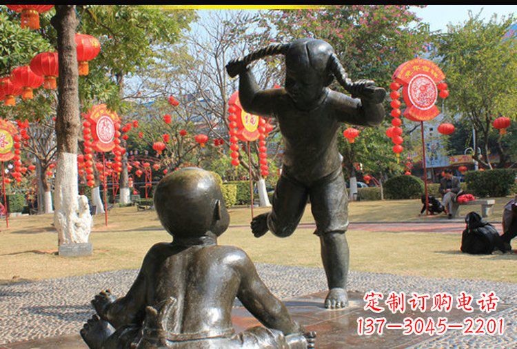 辽阳表演的儿童公园人物铜雕塑