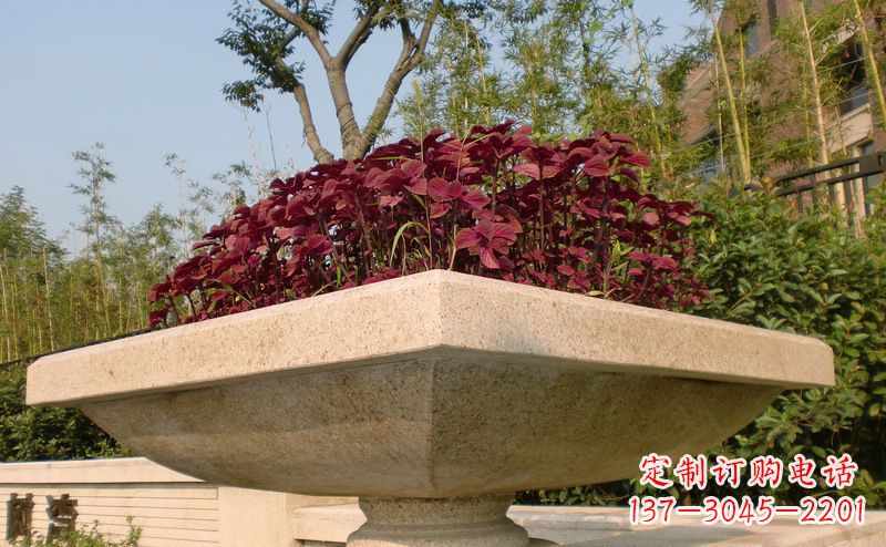 辽阳别墅景观大理石花盆石雕_1