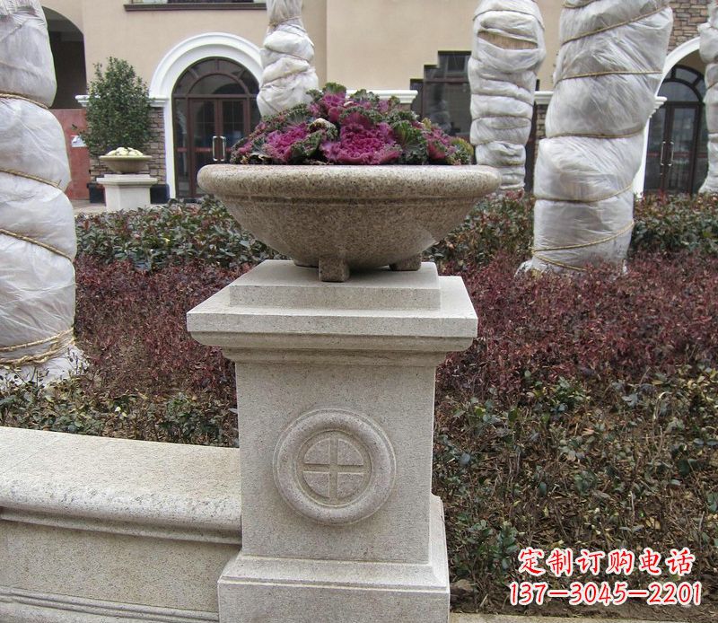 辽阳别墅景观大理石花盆石雕_2