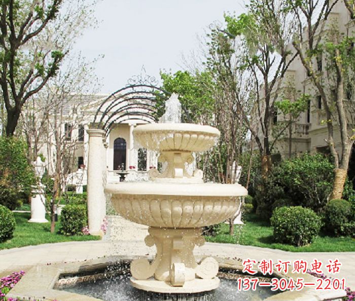 辽阳精致现代别墅景观汉白玉喷泉石雕