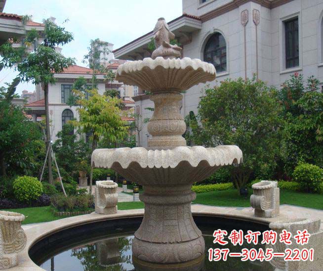 辽阳别墅景观石雕多层喷泉雕塑