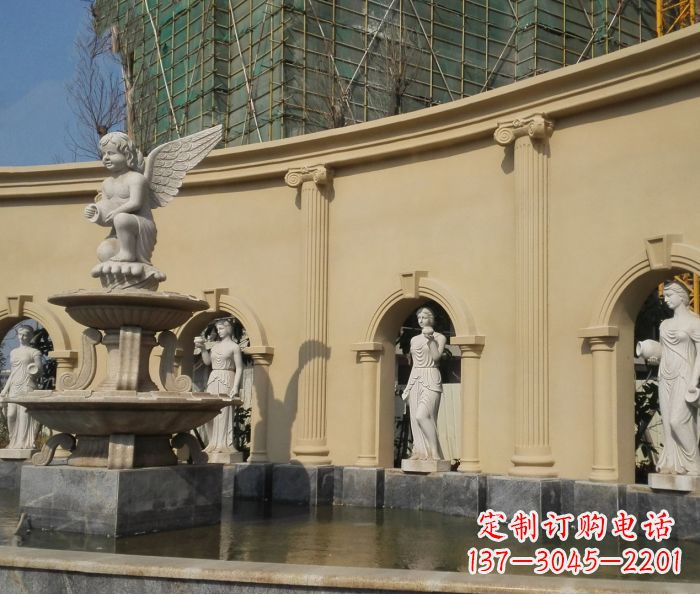 辽阳别墅景观天使喷泉石雕 (3)
