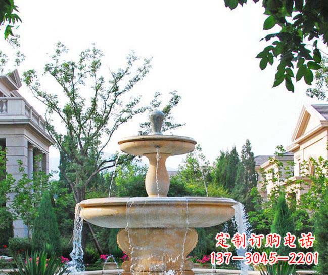 辽阳别墅景观晚霞红喷泉石雕