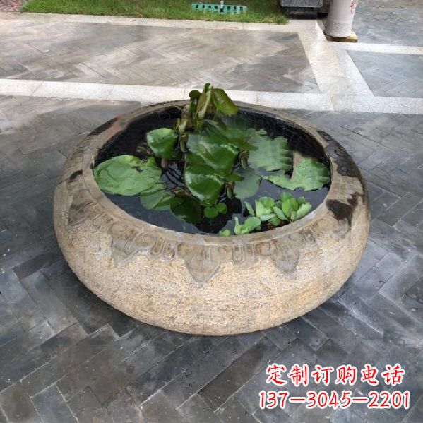 辽阳别墅庭院仿古做旧石雕鱼缸