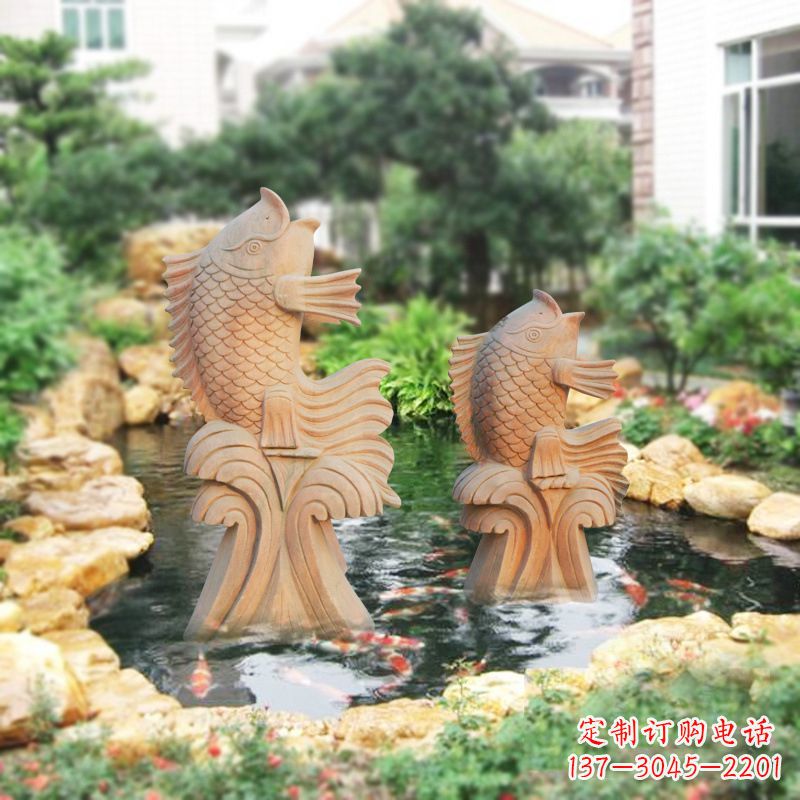 辽阳别墅庭院吉祥招财石雕鱼喷泉雕塑