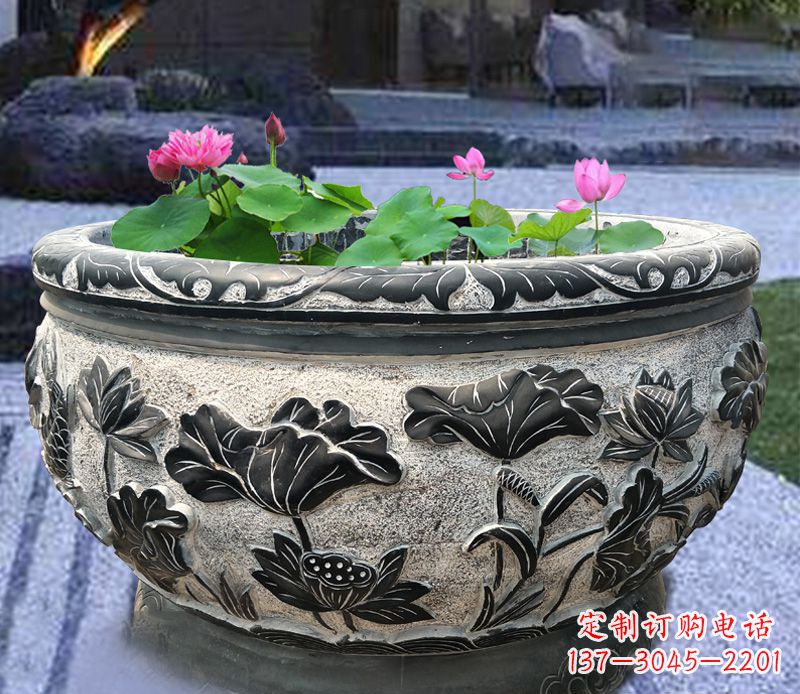 辽阳别墅庭院石雕鱼缸