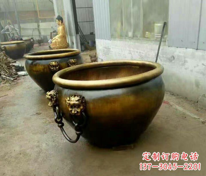 辽阳精致的铜制家居摆件——水缸铜雕塑