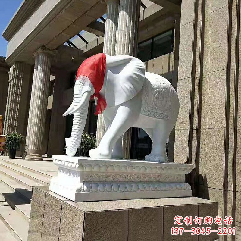 辽阳宾馆酒店看门大象汉白玉吉祥动物石雕