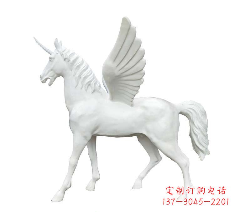 辽阳玻璃钢白色飞马雕塑