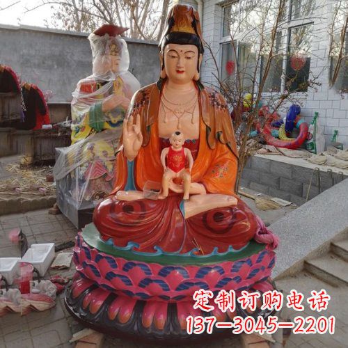 辽阳玻璃钢彩绘送子观音雕塑