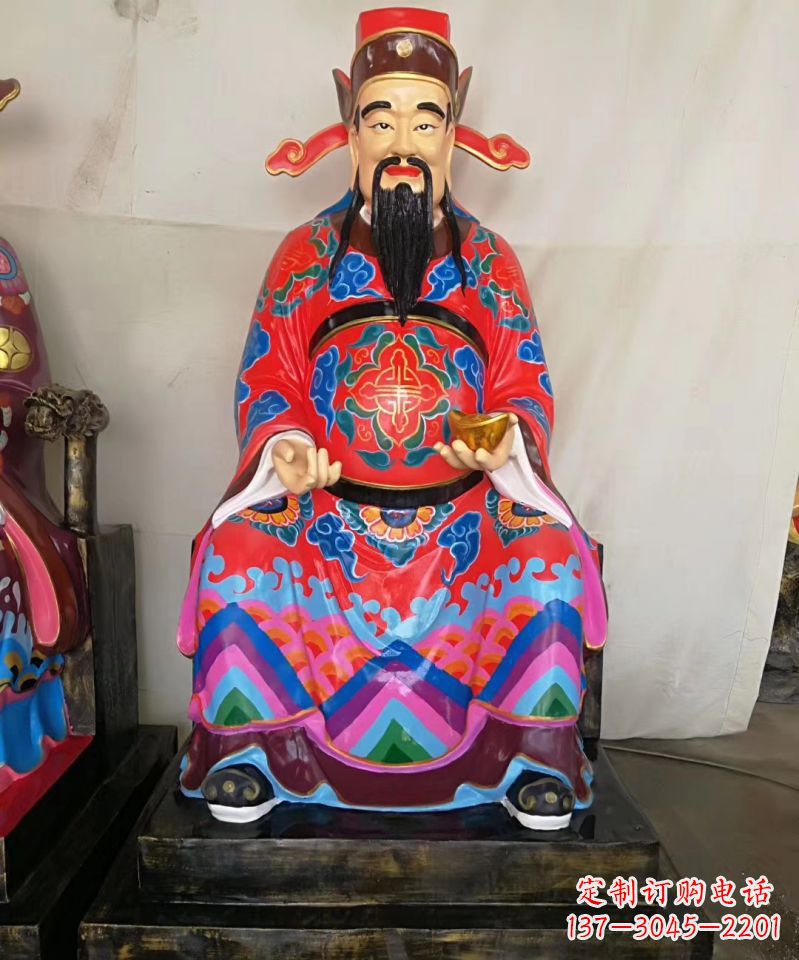 辽阳玻璃钢彩绘文财神神像雕塑