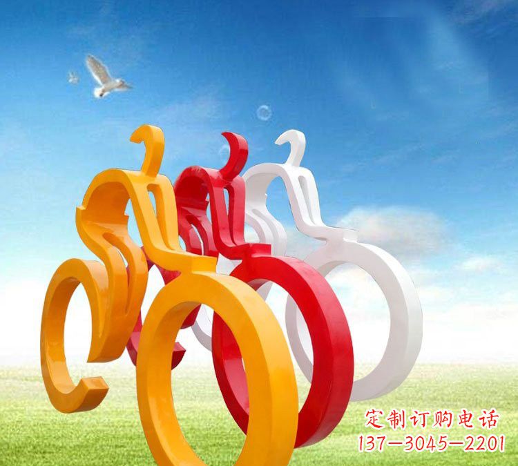 辽阳玻璃钢艺术自行车雕塑