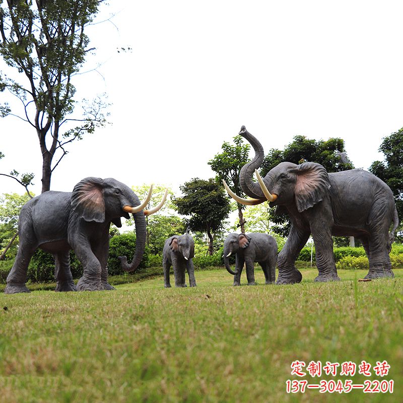 辽阳玻璃钢大象雕塑传承古老文化,点缀园林景观