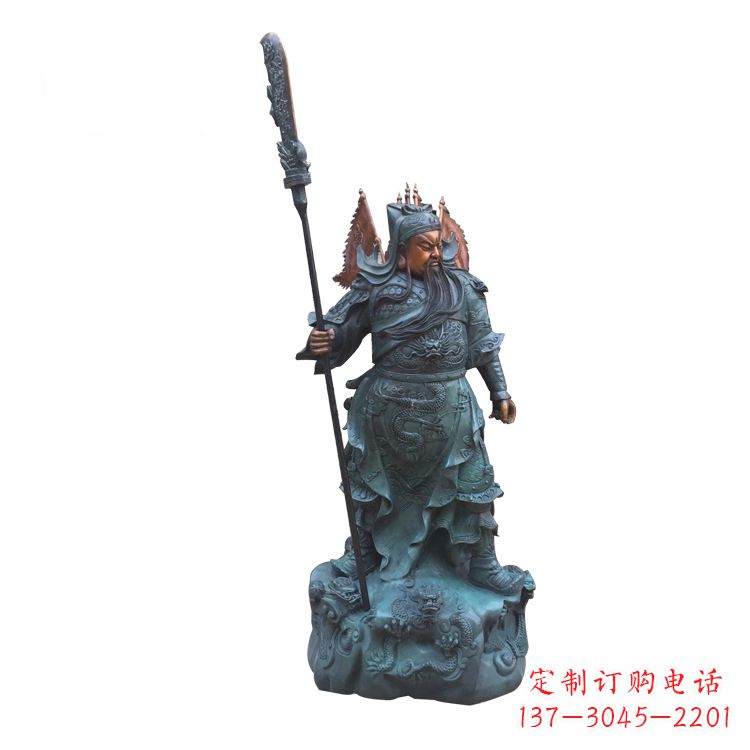 辽阳玻璃钢仿铜彩绘关公像精美雕塑艺术品