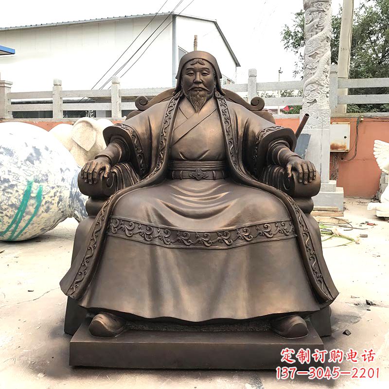 辽阳成吉思汗玻璃钢仿铜雕塑