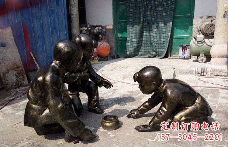 辽阳精美玻璃钢仿铜斗蛐蛐儿童雕塑