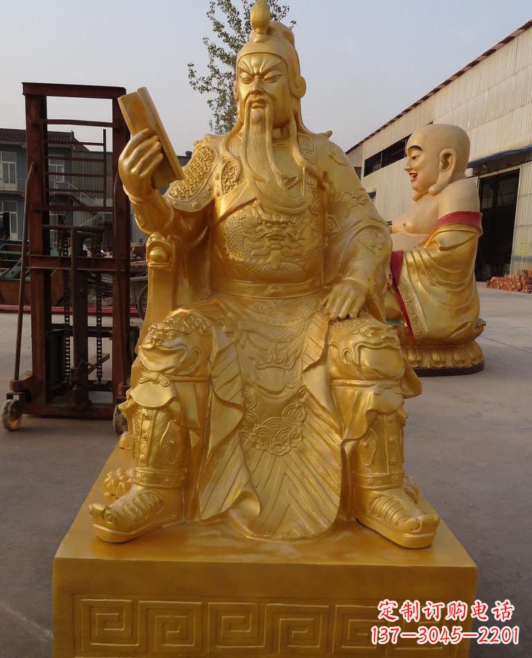 辽阳玻璃钢仿铜关公雕塑——传承春秋精神