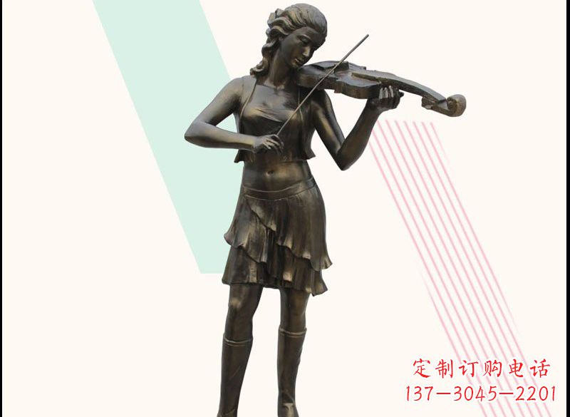 辽阳玻璃钢仿铜拉小提琴的女孩