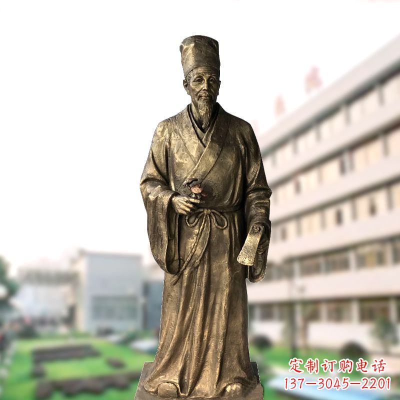 辽阳玻璃钢仿铜李时珍塑像-医院医学院药圣雕塑