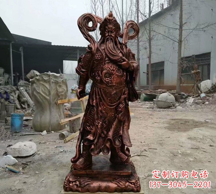 辽阳玻璃钢仿铜捋须关公雕塑