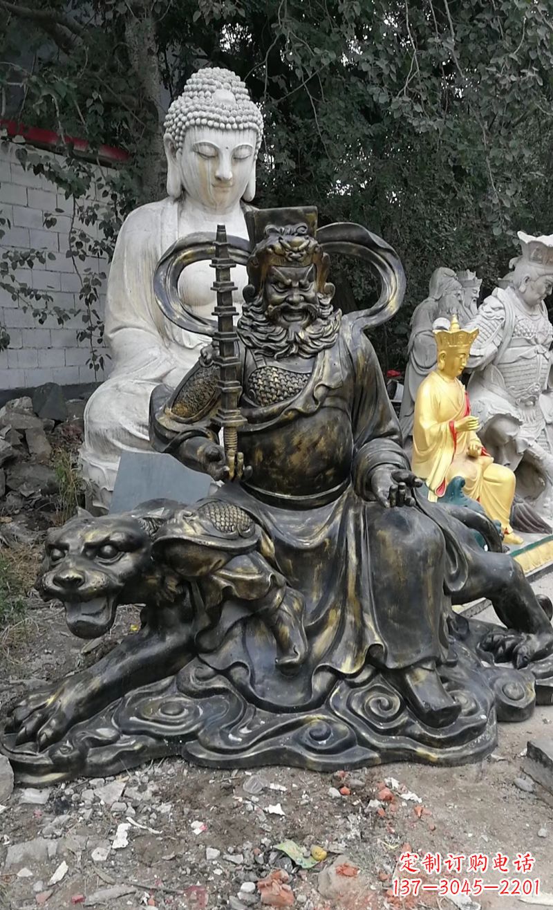 辽阳玻璃钢仿铜赵公明雕塑