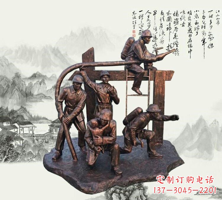 辽阳玻璃钢仿铜消防员雕塑传承英雄豪情