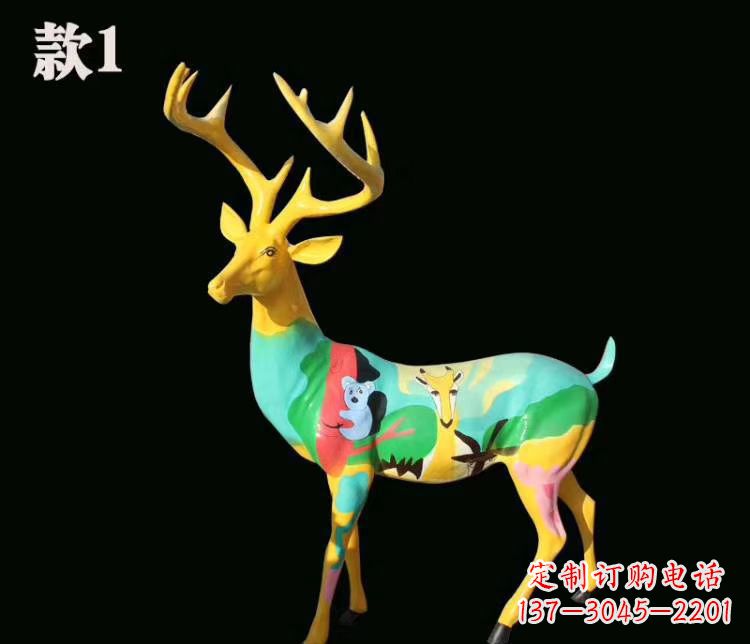 辽阳玻璃钢仿真梅花鹿雕塑