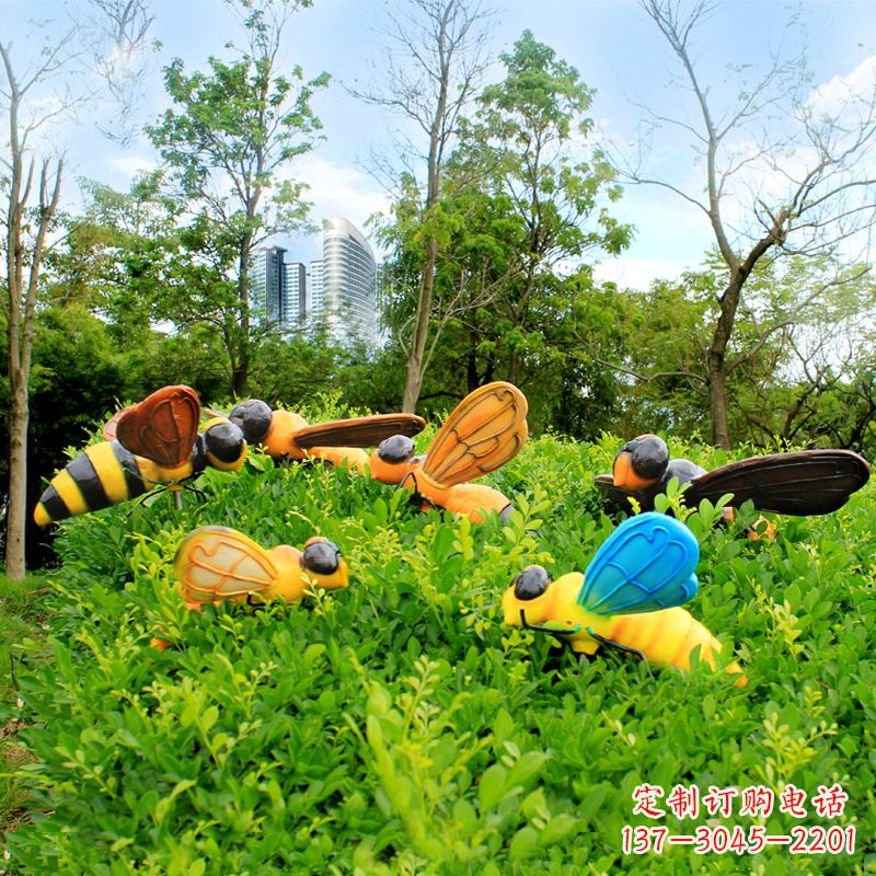 辽阳玻璃钢仿真蜜蜂-公园草丛花丛动物雕塑摆件