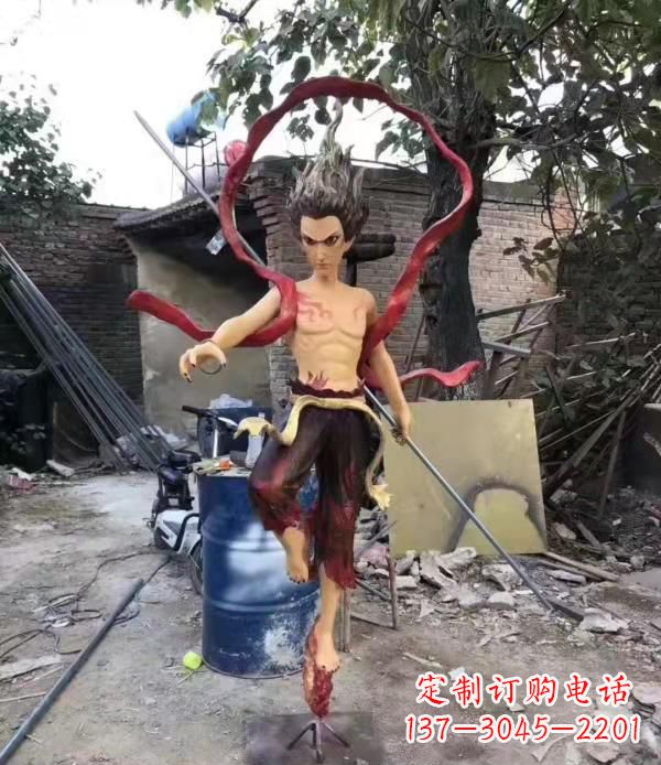 辽阳仿真玻璃钢哪吒雕塑精美绝伦