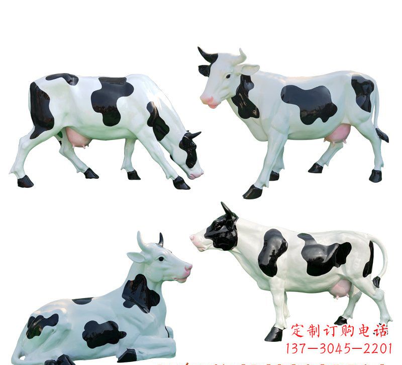 辽阳玻璃钢仿真奶牛雕塑精美的艺术品