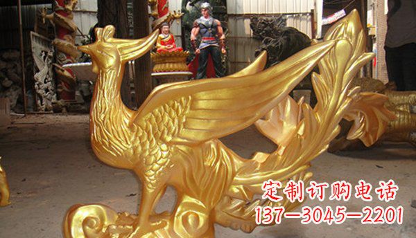 辽阳玻璃钢凤凰仿铜动物雕塑传承传统文化