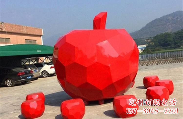 辽阳玻璃钢公园彩绘几何苹果雕塑艺术精美绝伦